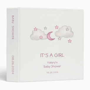 Dusty Pink Girl Baby Shower Albums 3 Ring Binder
