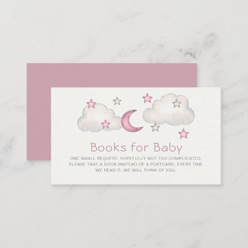 Dusty Pink Girl Baby Shower Books for Baby Enclosure Card
