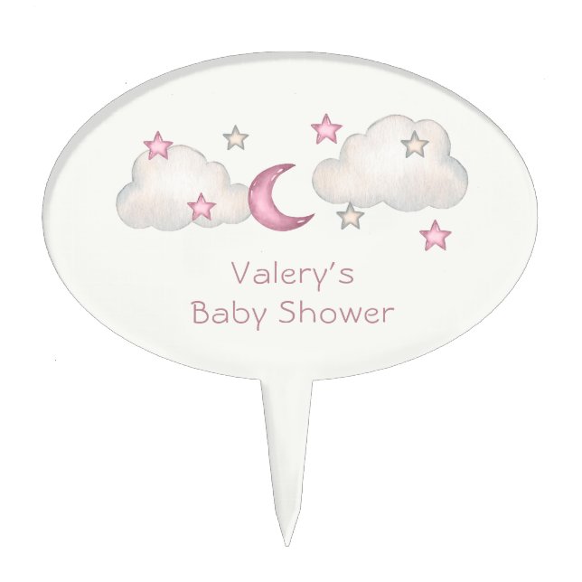 Dusty Pink Girl Baby Shower Cake Topper (Front)