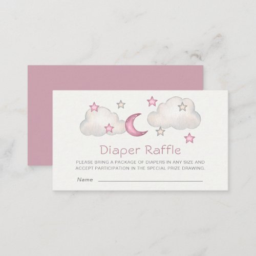 Dusty Pink Girl Baby Shower Diaper Raffle Enclosure Card