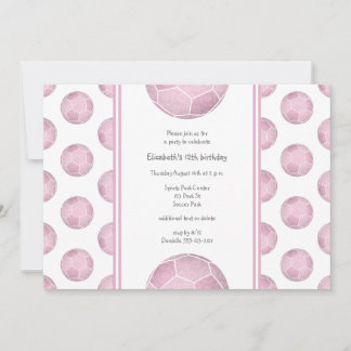 dusty pink girl's soccer birthday or team party invitation