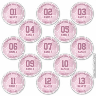 dusty pink girly soccer birthday party favors sticker