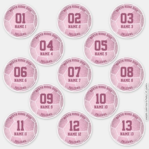dusty pink girly soccer birthday party favors sticker