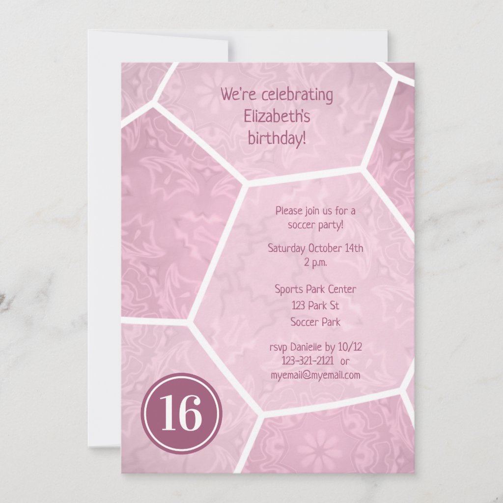 dusty pink girly soccer birthday party invitation
