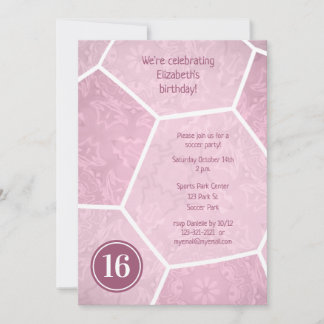 dusty pink girly soccer birthday party invitation