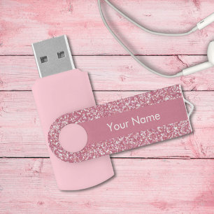 Dusty Pink Glimmer Personalized  Flash Drive