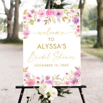 Dusty Pink Gold Floral Bridal Shower Welcome Foam Board