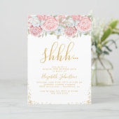 Dusty Pink Gold Floral Surprise Birthday Party Invitation (Standing Front)
