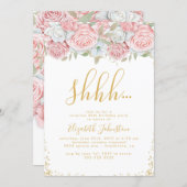 Dusty Pink Gold Floral Surprise Birthday Party Invitation (Front/Back)