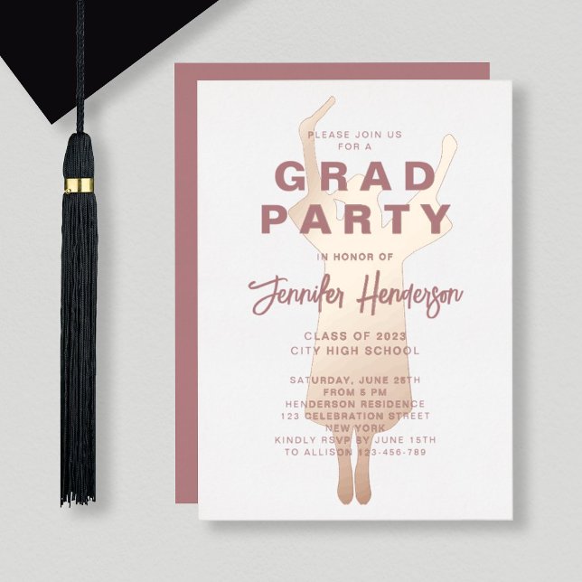 Dusty Pink Gold Foil Graduation Party Foil Invitation (Creator Uploaded)