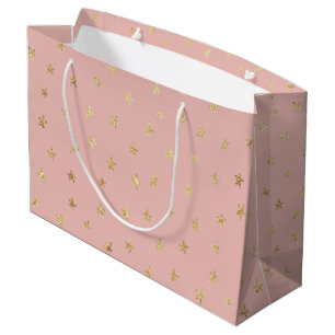 Dusty Pink Gold Foil Stars EDBCB7 Large Gift Bag