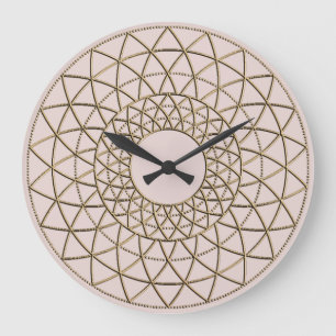 Dusty Pink Gold Metallic Circle Design Large Clock