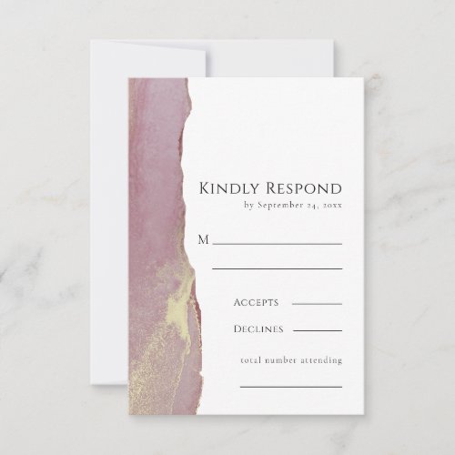 Dusty Pink Gold RSVP Wedding Response Card