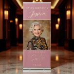 Dusty Pink Gold Script Photo 60th Birthday Retractable Banner<br><div class="desc">Celebrate your milestone 60th in chic style with this dusty pink and gold retractable banner. Featuring elegant script typography and space for a personal photo, this design makes the perfect welcome sign, party display, or photo backdrop. The soft dusty pink background paired with shimmering gold accents creates a glamorous, modern...</div>