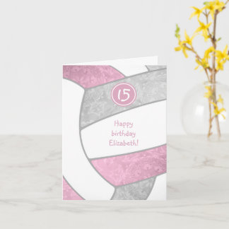 dusty pink gray volleyball birthday any occasion card