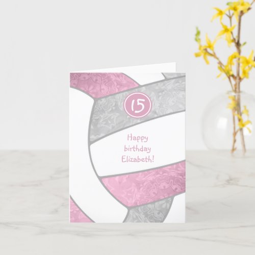 dusty pink gray volleyball birthday any occasion card