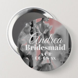 Dusty Pink/ Gray Watercolor Beautiful Bridesmaid Button