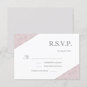 Dusty Pink Gray White Elegant Marble Wedding RSVP Invitation