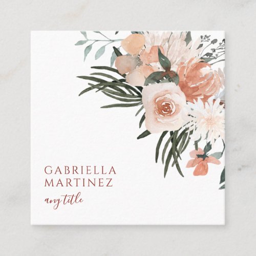 Dusty Pink Green Floral Business Card
