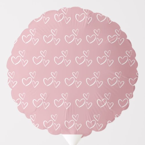 Dusty Pink Handdrawn Hearts Baby Shower Balloon