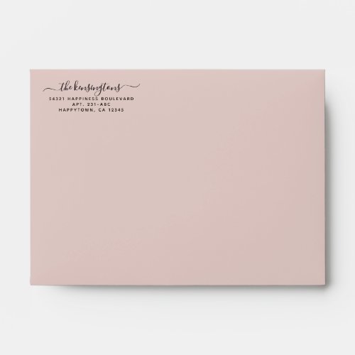 Dusty Pink Handwritten Script Return Address Envelope