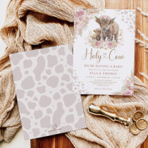 Dusty Pink Holy Cow Boho Pampas Girl Baby Shower Invitation
