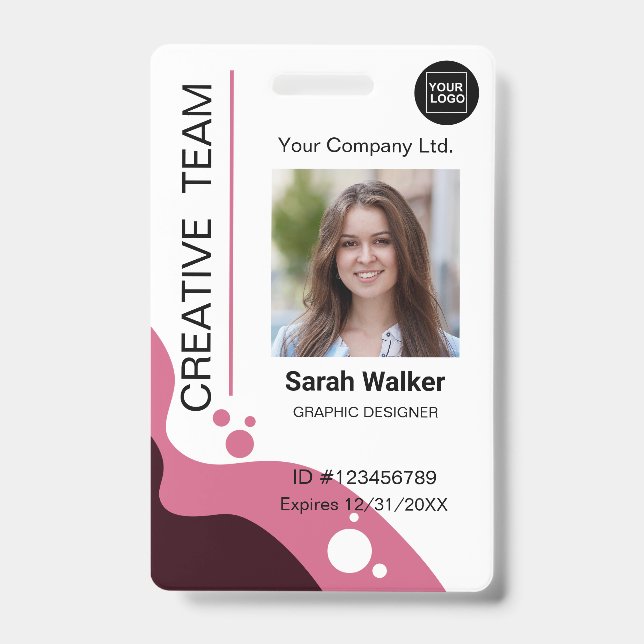 Dusty Pink ID Badge Photo Creative Design Team (Front)