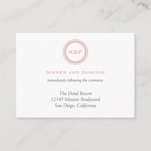 Customizable Dusty pink initials wedding reception enclosure business card templates