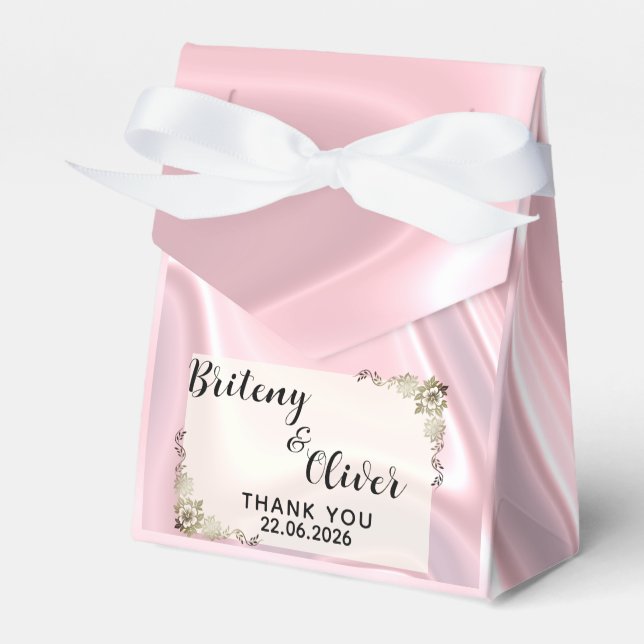Dusty Pink Iridescent Holographic Silk weeding    Favor Boxes (Front Side)