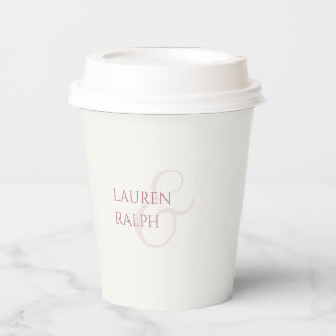Dusty Pink & Ivory Chic Monogram Paper Cups