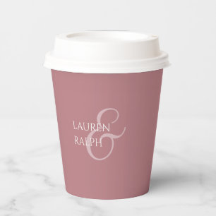 Dusty Pink & Ivory Couple Monogram  Paper Cups