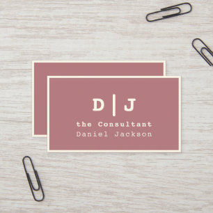 Dusty Pink Ivory Minimal Initials Typewriter Font Business Card