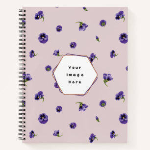 Dusty Pink Japanese Purple Pansy Floral Pattern Notebook