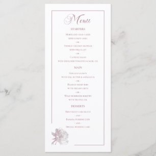 Dusty Pink Line Art Rose Dinner Details Wedding Menu
