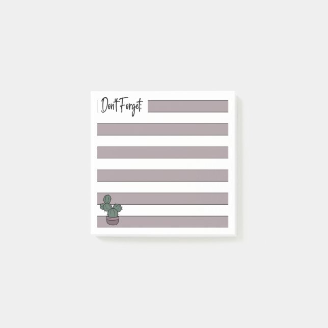 Dusty Pink | Lined | Potted Cactus - Post-it Notes (Front)