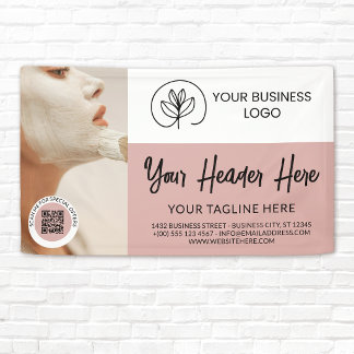 Dusty Pink Logo Photo Custom QR Code Business Banner