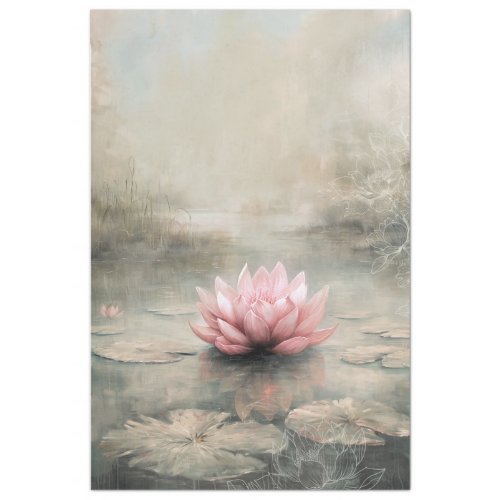 Dusty pink Lotus Art Ethereal Lake Tissue Paper