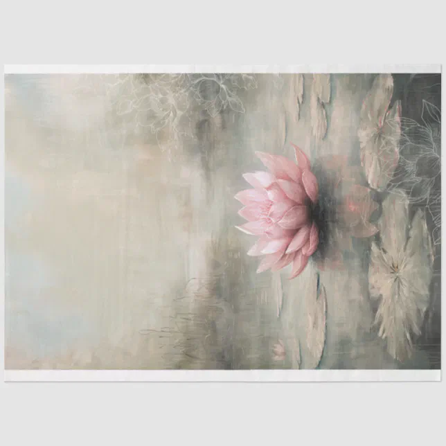 Dusty pink Lotus Art, Ethereal Lake Tissue Paper | Zazzle