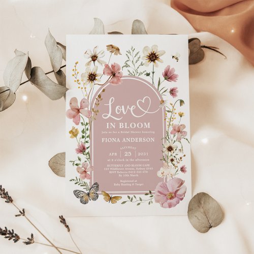 Dusty Pink Love in Bloom Wildflower Bridal Shower Invitation