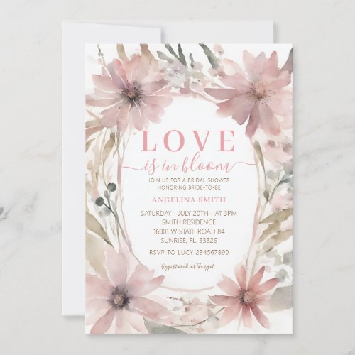 Dusty Pink Love is in Bloom Bridal Shower Invitation