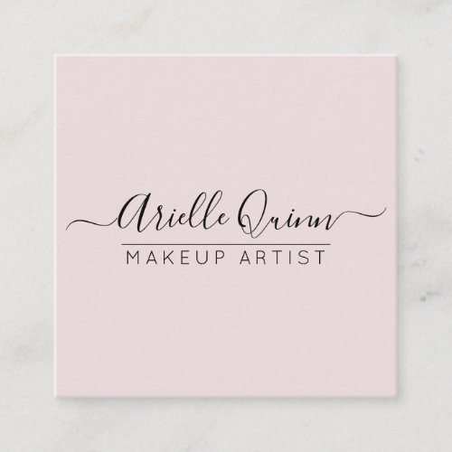 Dusty Pink Makeup Artist Script Name Square Business Card