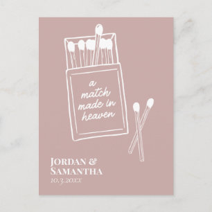 Dusty Pink Match Made in Heaven Save the Date Postcard
