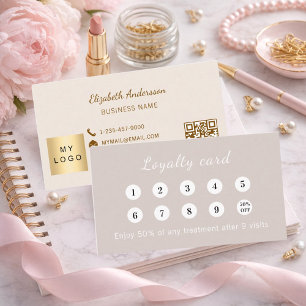 Dusty pink mauve cream qr code business logo loyalty card