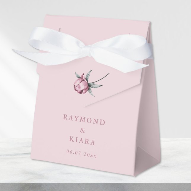 Dusty Pink Mauve Peony Minimal Wedding Favor Boxes (dusty pink peony simple modern vintage wedding favor box
)