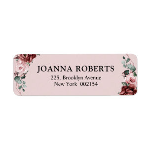 Dusty Pink Mauve Rose Floral Geometric Wedding La Label