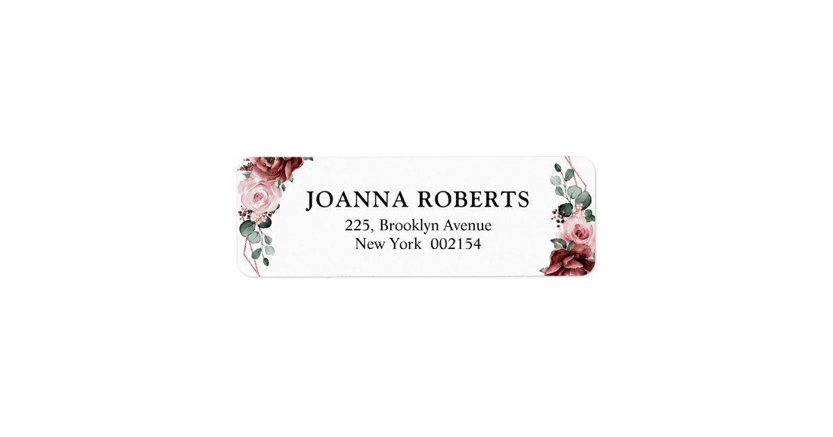 Dusty Pink Mauve Rose Floral Geometric Wedding Label | Zazzle