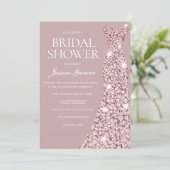 Dusty Pink Mauve Rose Gold Dress Bridal Shower Invitation (Standing Front)