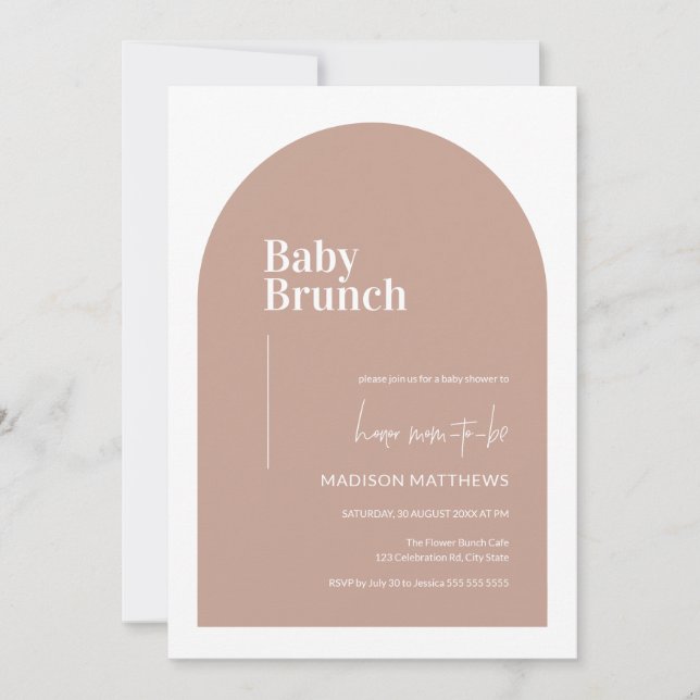 Dusty Pink Minimal Arch Baby Brunch Baby Shower  Invitation (Front)