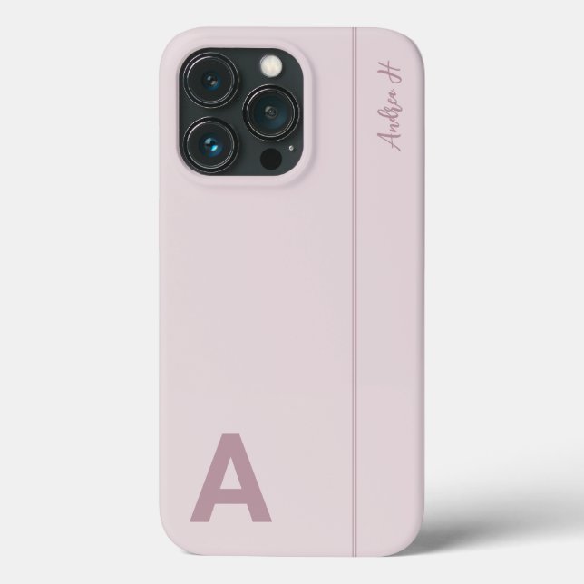 Dusty Pink Minimal Modern Initial Monogram Case-Mate iPhone Case (Back)