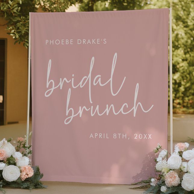 Dusty Pink Minimal Script Bridal Brunch Backdrop (Creator Uploaded)